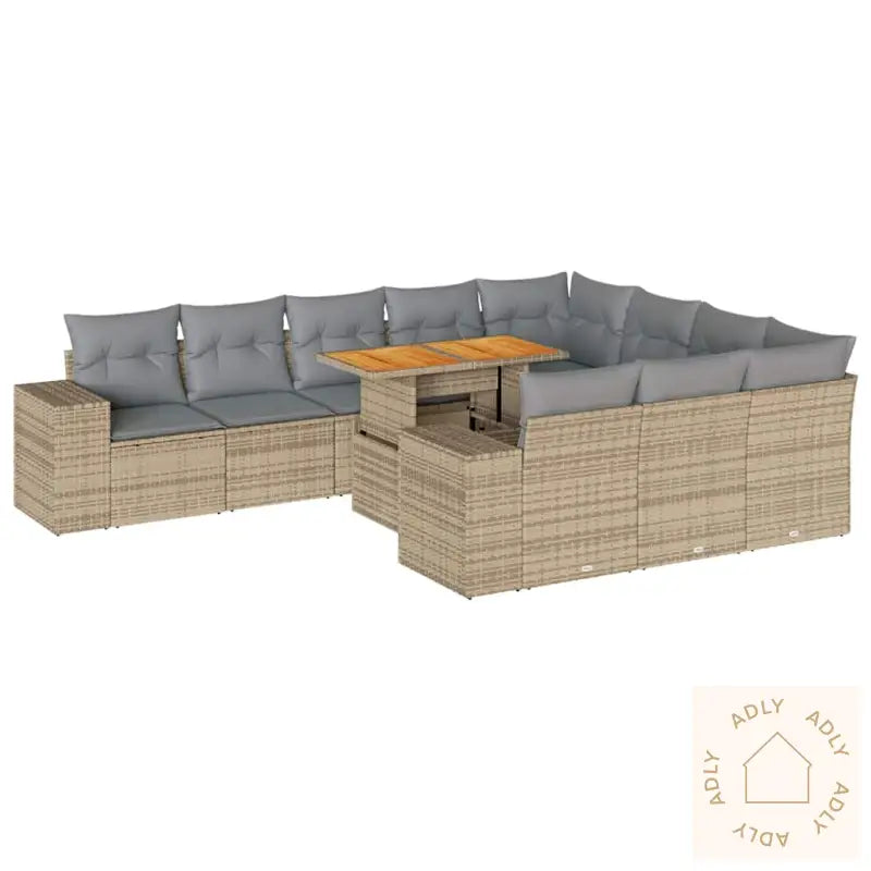 Hagesofaer Med Puter 10 Deler Beige Polyrotting Akasie