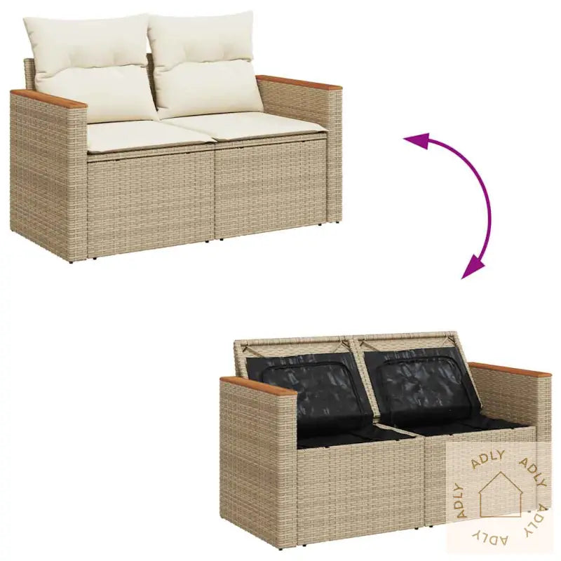 Hagesofaer Med Puter 6 Deler Beige Polyrotting Akasie