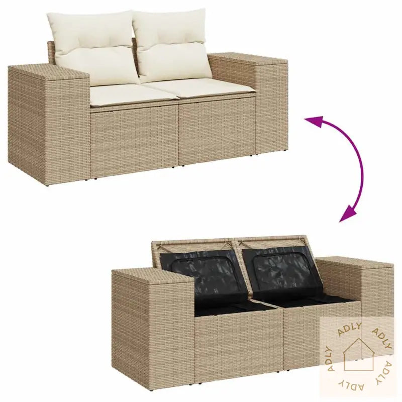 Hagesofaer Med Puter 9 Deler Beige Polyrotting Akasie