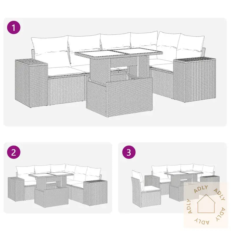 Hagesofaer Med Puter 6 Deler Brun Polyrotting Akasie