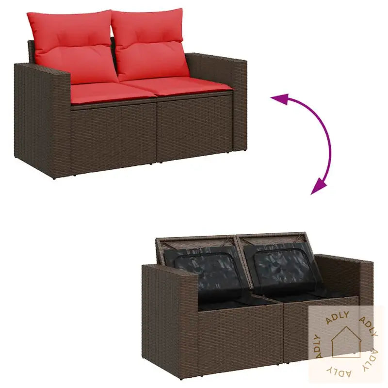Hagesofaer Med Puter 5 Deler Brun Polyrotting Akasie