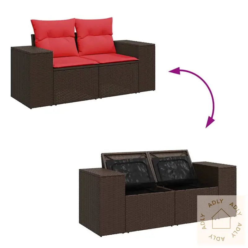 Hagesofaer Med Puter 6 Deler Brun Polyrotting Akasie