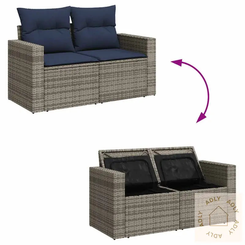 Hagesofaer Med Puter 7 Deler Grå Polyrotting Akasie