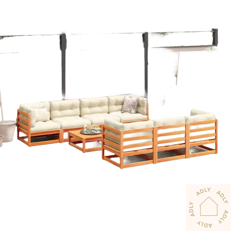 Outdoor heltre furu patio furniture sett med modulært design passer perfekt ute