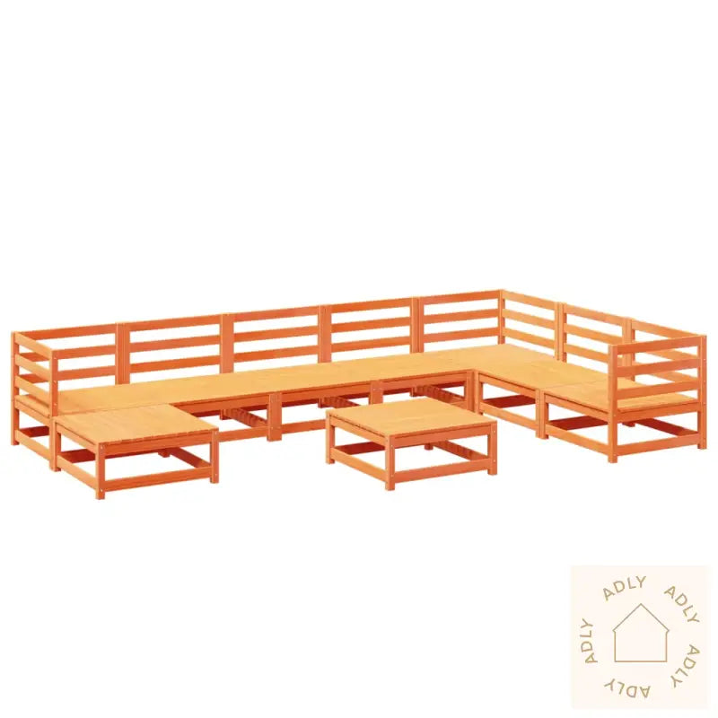 Hagesofasett 9 Deler Voksbrun Heltre Furu