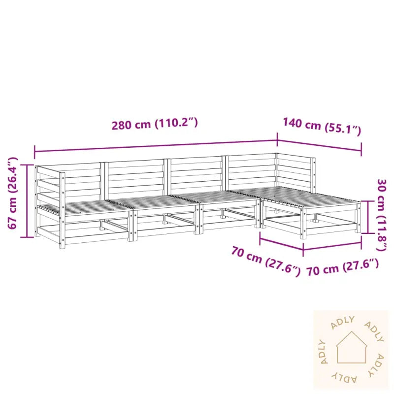 Hagesofagruppe 5 Deler Impregnert Furu