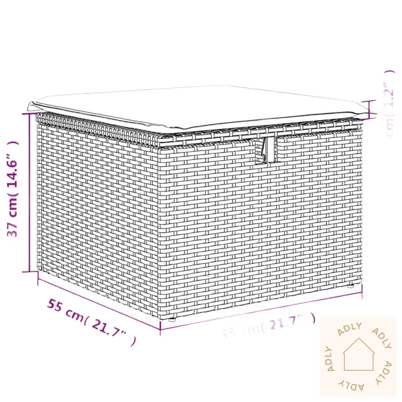 Wicker hagemøbler med modulært design og vaskbart trekk, komfortabel ottoman with cushion