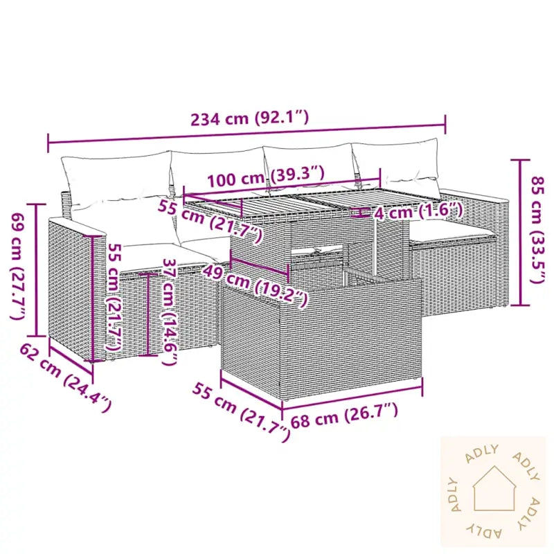 Hagesofaer Med Puter 5 Deler Beige Polyrotting Akasie