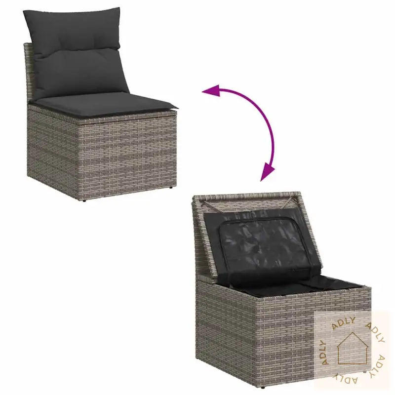 Hagesofaer Med Puter 7 Deler Grå Polyrotting Akasie