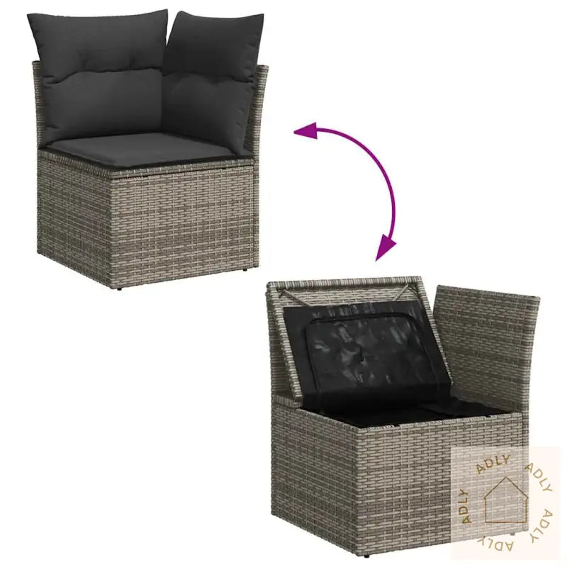 Hagesofaer Med Puter 7 Deler Grå Polyrotting Akasie