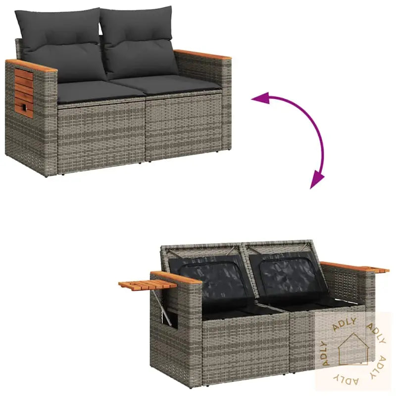 Hagesofaer Med Puter 7 Deler Grå Polyrotting Akasie