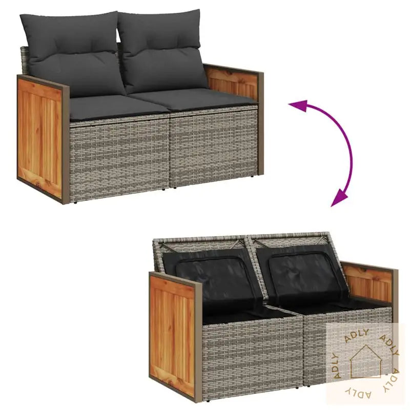 Hagesofaer Med Puter 7 Deler Grå Polyrotting Akasie