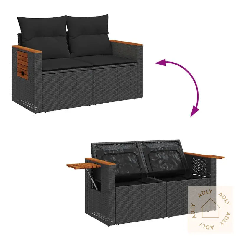 Hagesofaer Med Puter 6 Deler Svart Polyrotting Akasie