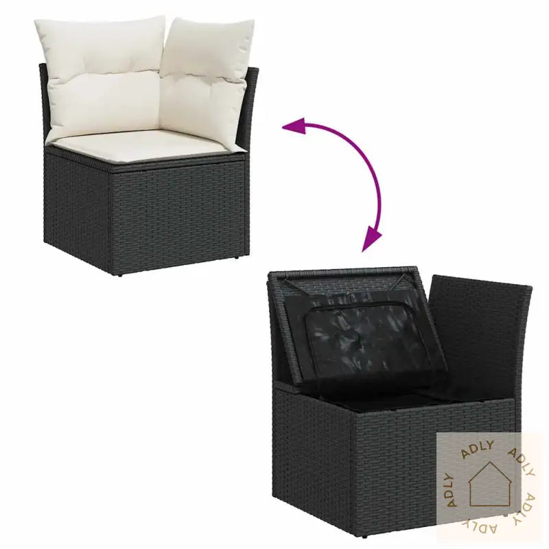 Hagesofaer Med Puter 8 Deler Svart Polyrotting Akasie