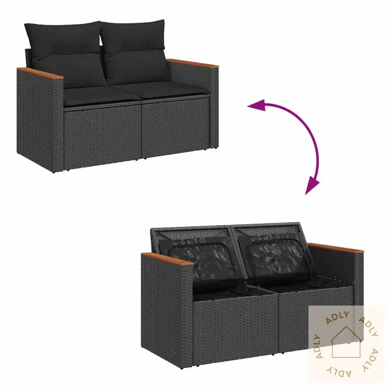 Hagesofaer Med Puter 6 Deler Svart Polyrotting Akasie