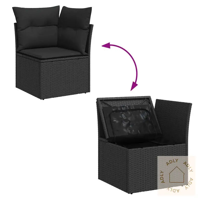 Hagesofaer Med Puter 6 Deler Svart Polyrotting Akasie