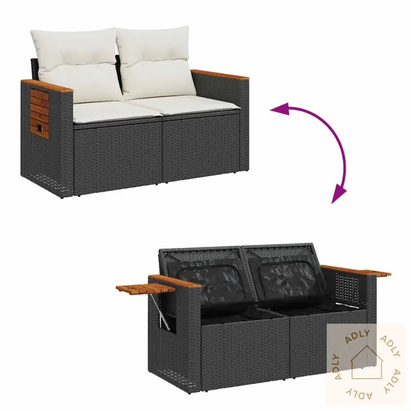 Hagesofaer Med Puter 8 Deler Svart Polyrotting Akasie