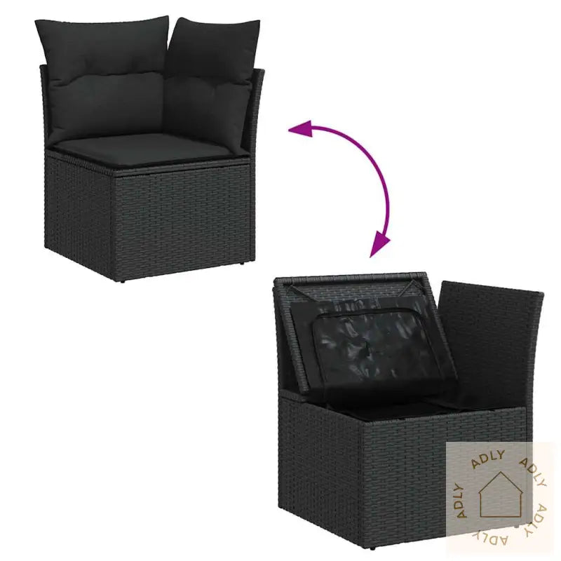 Hagesofaer Med Puter 8 Deler Svart Polyrotting Akasie