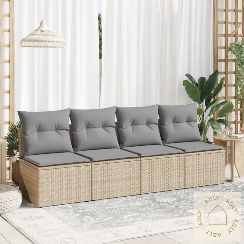 Hagesofaer Med Puter 2 Deler Beige Polyrotting Akasie