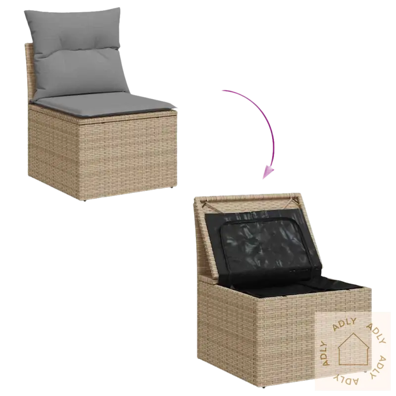 Wicker storage stol med åpenbar top, vaskbart trekk og modulært design