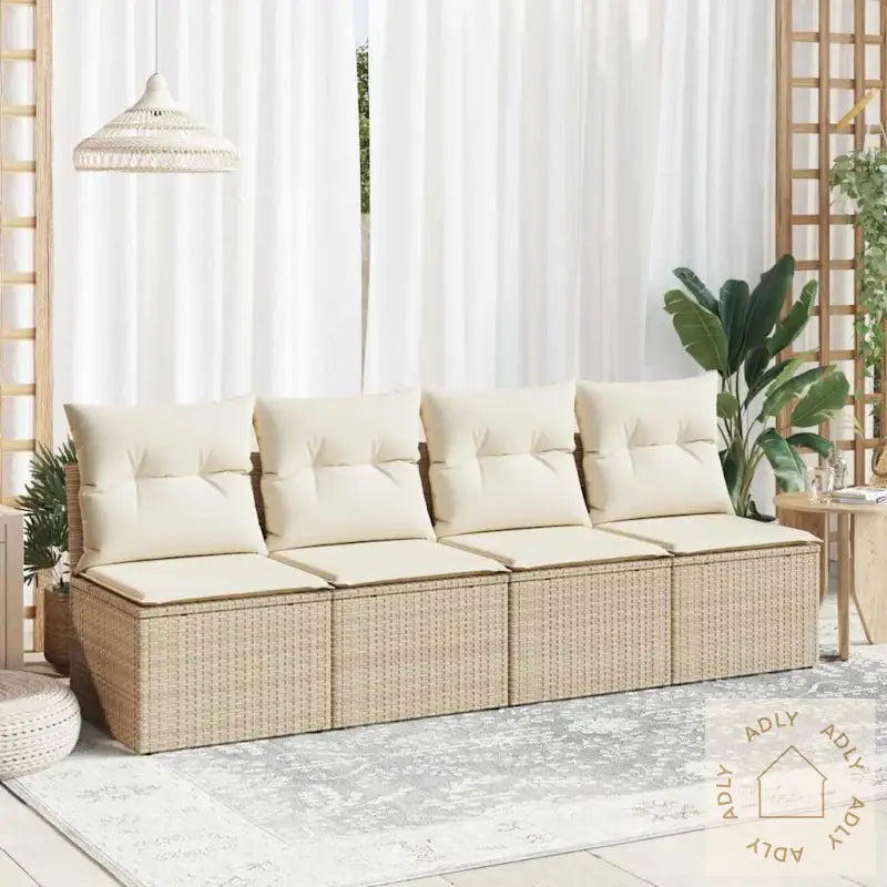 Hagesofaer Med Puter 2 Deler Beige Polyrotting Akasie