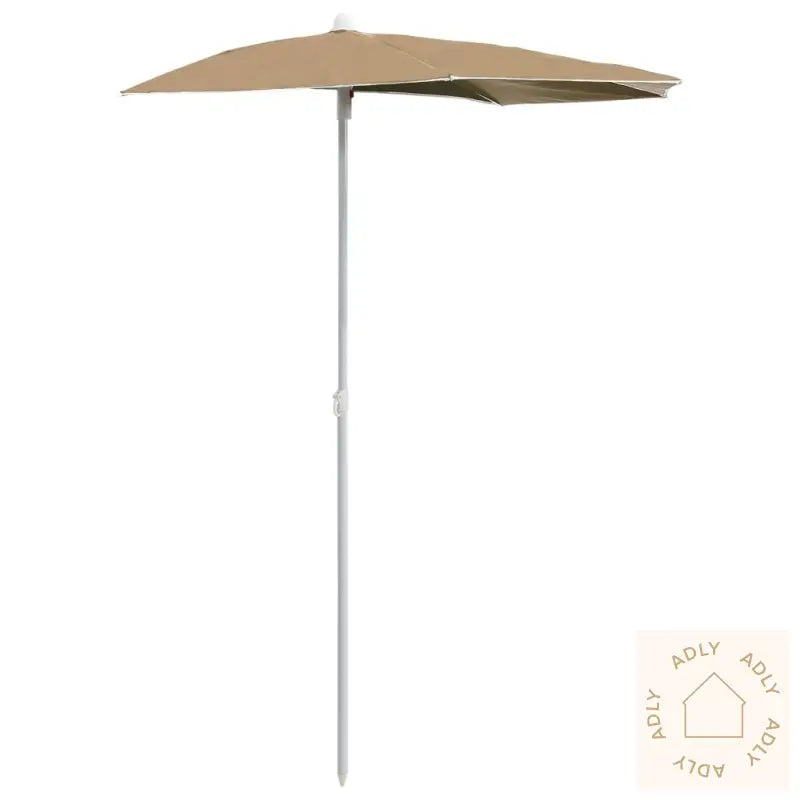 Halvrund Parasoll Med Stang 180X90 Cm Gråbrun