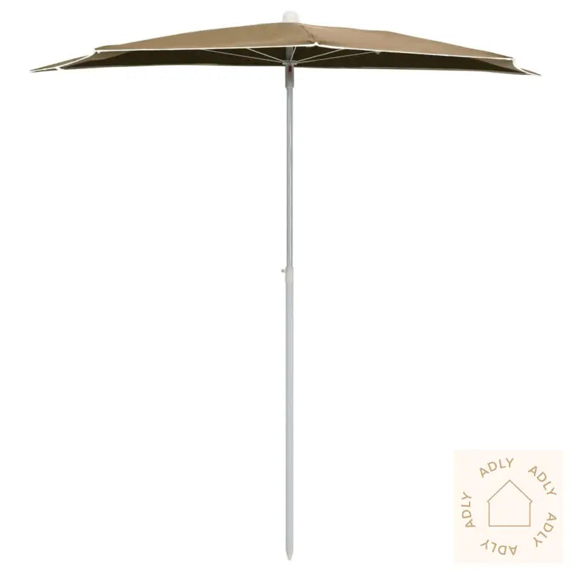 Halvrund Parasoll Med Stang 180X90 Cm Gråbrun