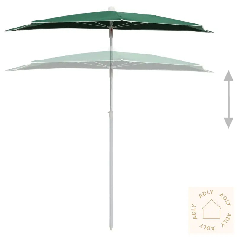 Halvrund Parasoll Med Stang 180X90 Cm Grønn