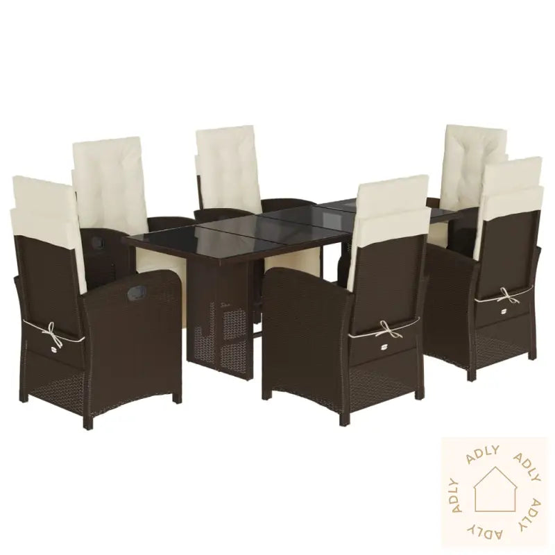 Hagespisegruppe Med Puter 7 Deler Polyrotting Brun