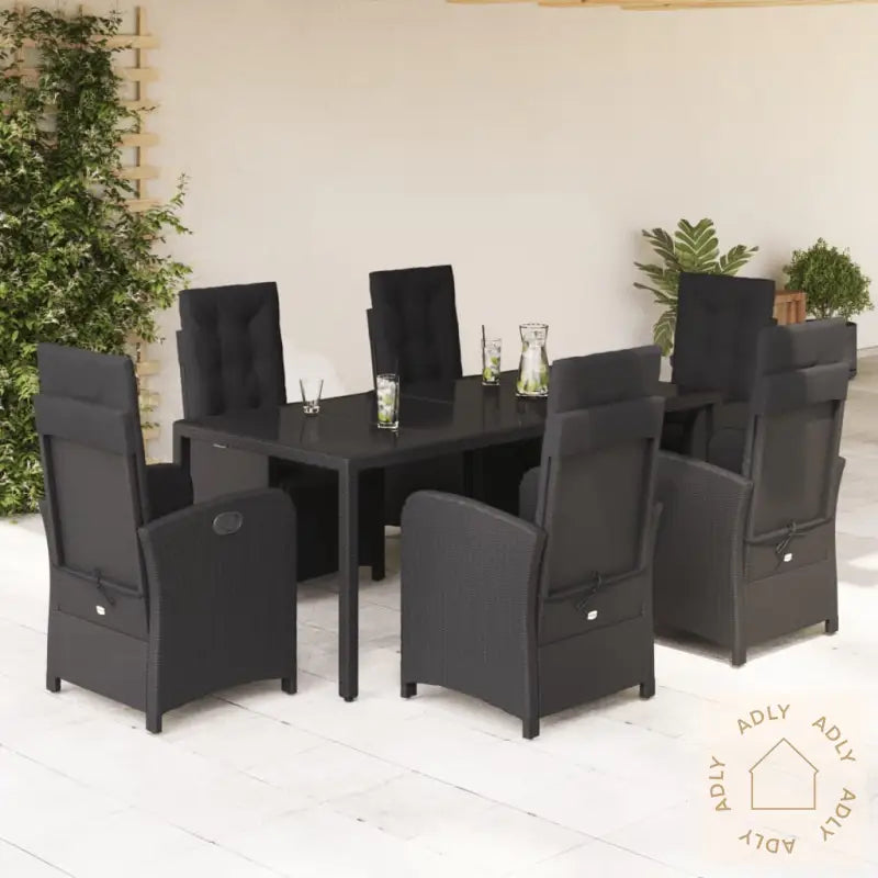 Hagespisegruppe Med Puter 7 Deler Polyrotting Svart