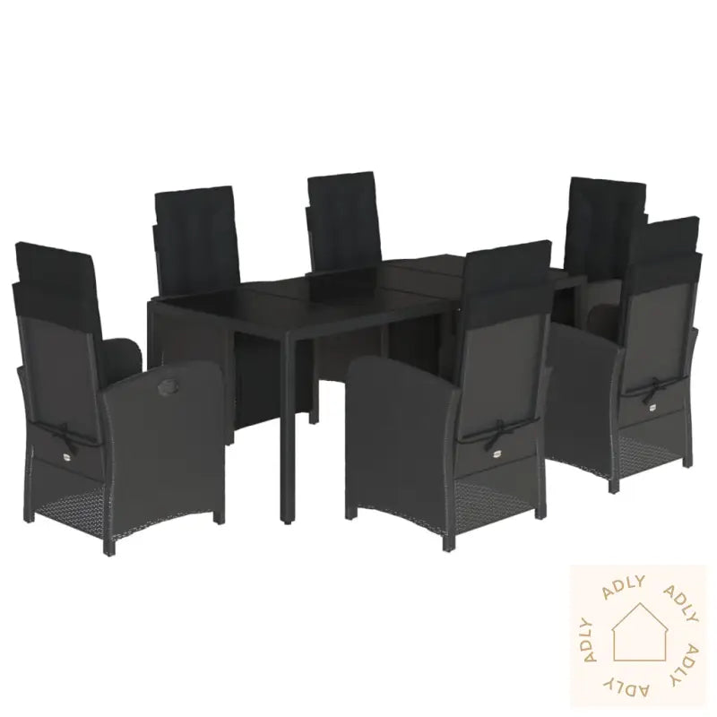 Hagespisegruppe Med Puter 7 Deler Polyrotting Svart