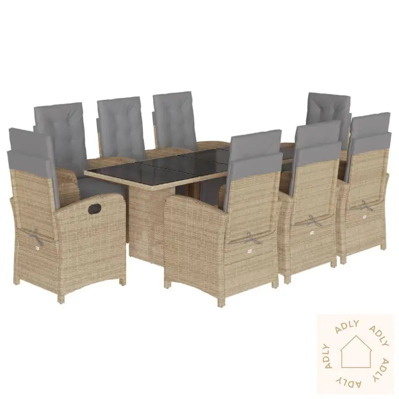Hagespisegruppe Med Puter 9 Deler Polyrotting Beige