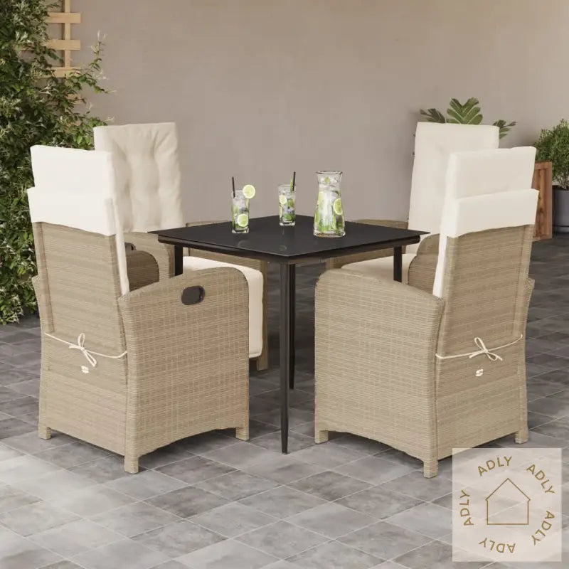 Hagespisegruppe Med Puter 5 Deler Polyrotting Beige