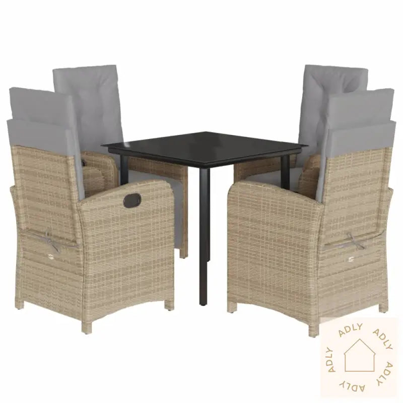 Hagespisegruppe Med Puter 5 Deler Polyrotting Beige