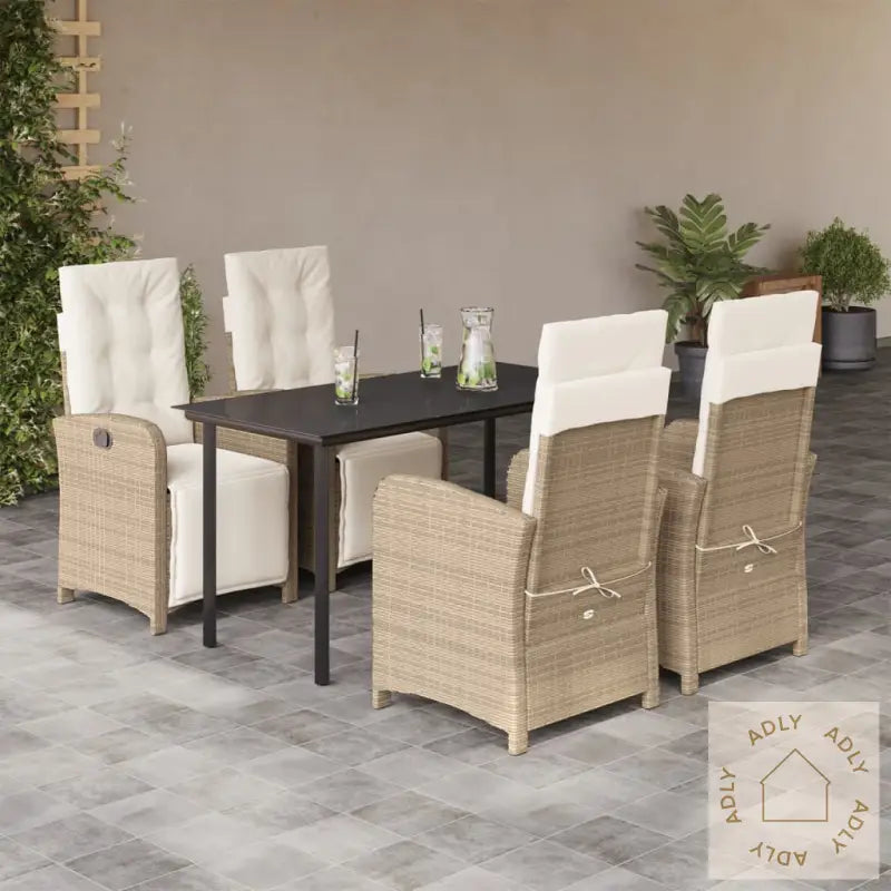 Hagespisegruppe Med Puter 5 Deler Polyrotting Beige