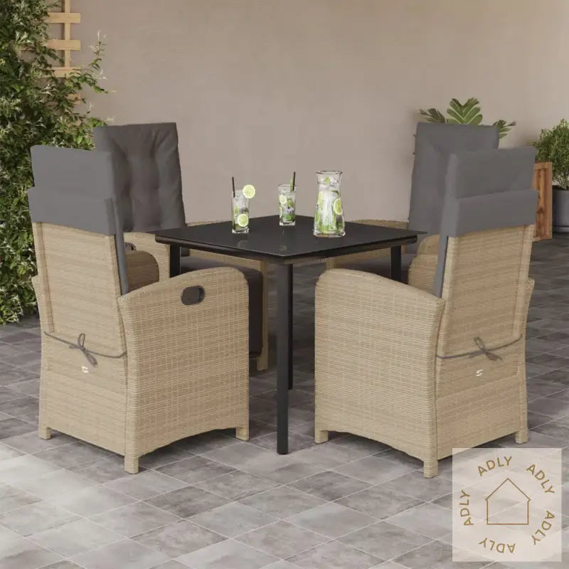 Hagespisegruppe Med Puter 5 Deler Polyrotting Beige