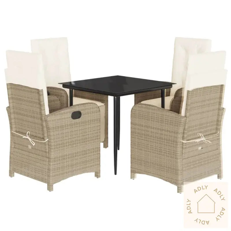 Hagespisegruppe Med Puter 5 Deler Polyrotting Beige
