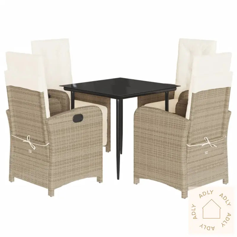 Hagespisegruppe Med Puter 5 Deler Polyrotting Beige