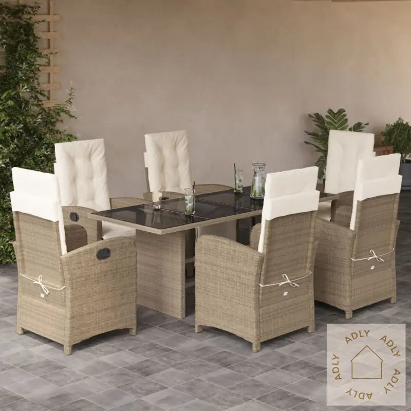 Hagespisegruppe Med Puter 7 Deler Polyrotting Beige