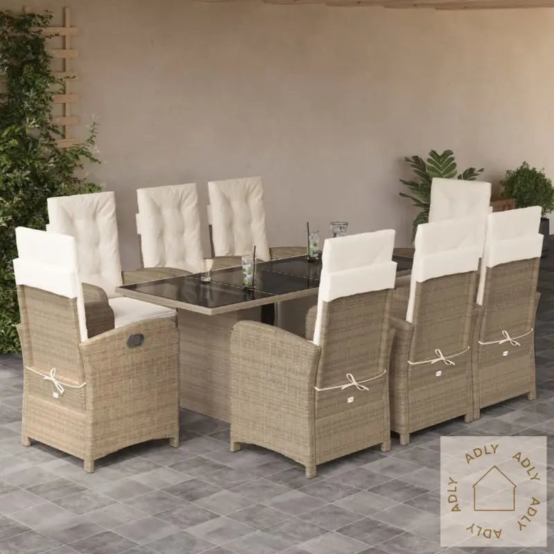 Hagespisegruppe Med Puter 9 Deler Polyrotting Beige