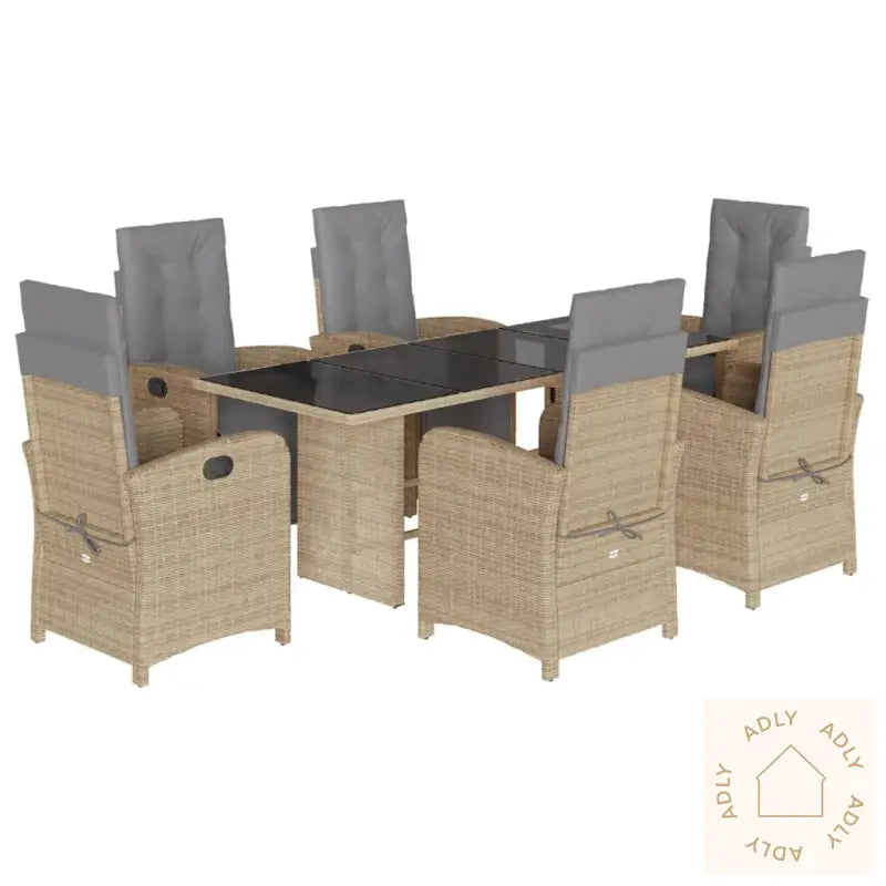 Hagespisegruppe Med Puter 7 Deler Polyrotting Beige