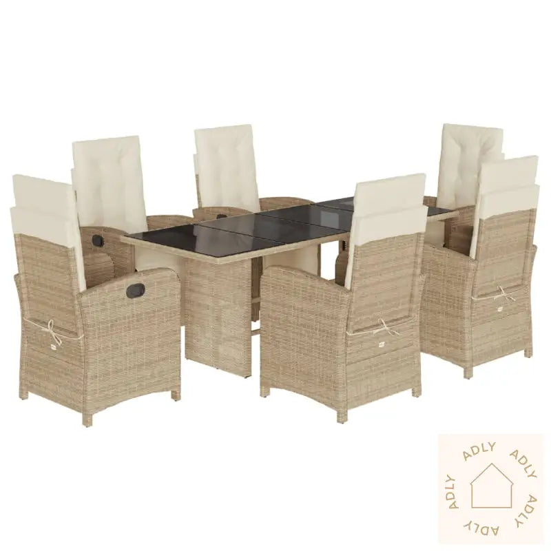 Hagespisegruppe Med Puter 7 Deler Polyrotting Beige