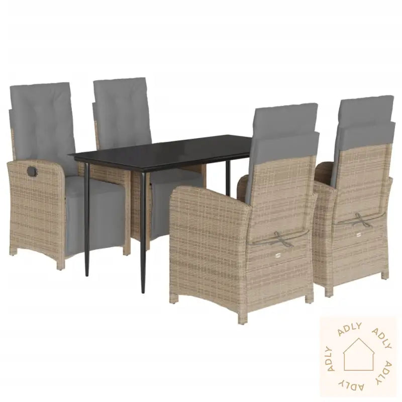 Hagespisegruppe Med Puter 5 Deler Polyrotting Beige