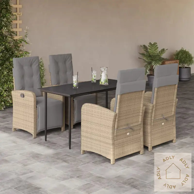 Hagespisegruppe Med Puter 5 Deler Polyrotting Beige