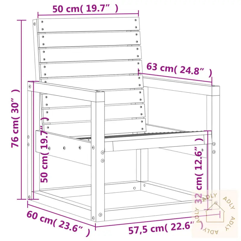 Hagestol Hvit 57,5X63X76 Cm Heltre Furu