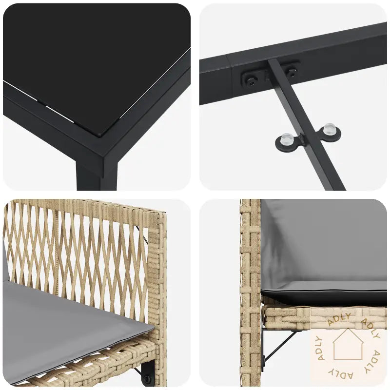 9 Delt Hage Spisebord Sett Med Puter Beige Poly Rattan