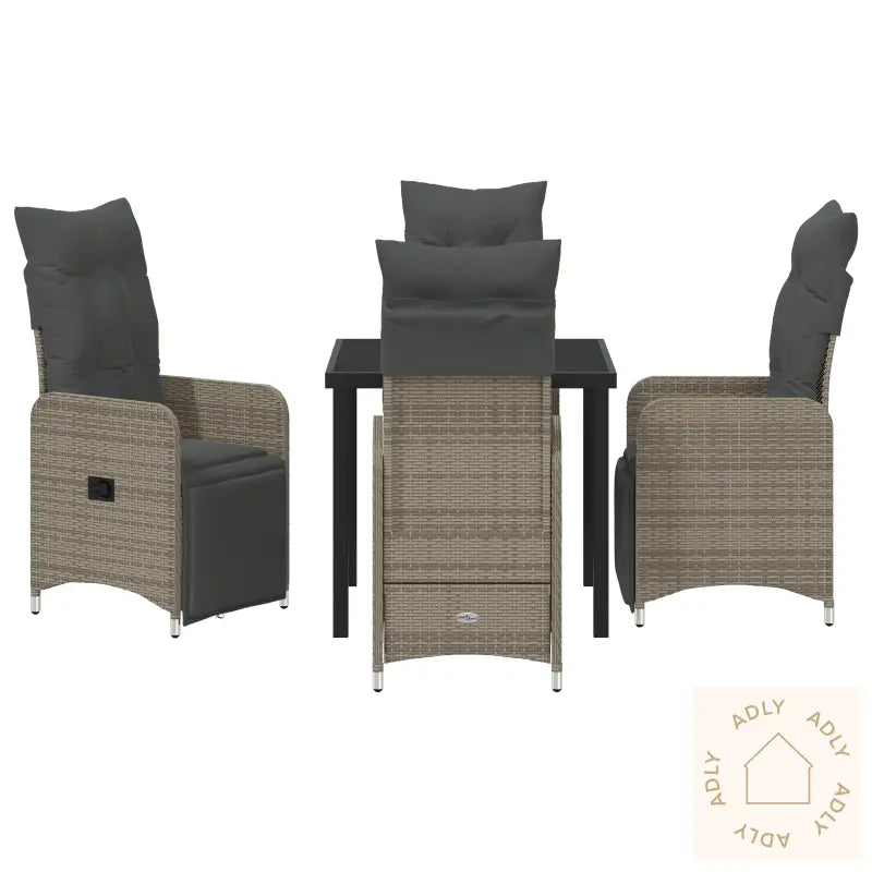 5 Deler Hage Spisebordsett Med Puter Beige Poly Rattan