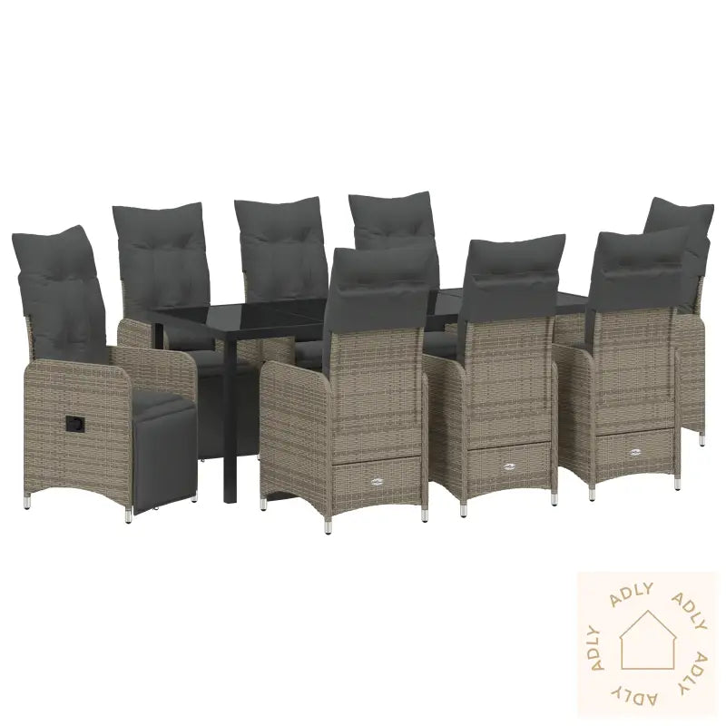 9 Delt Hage Spisesett Med Puter Beige Poly Rotting