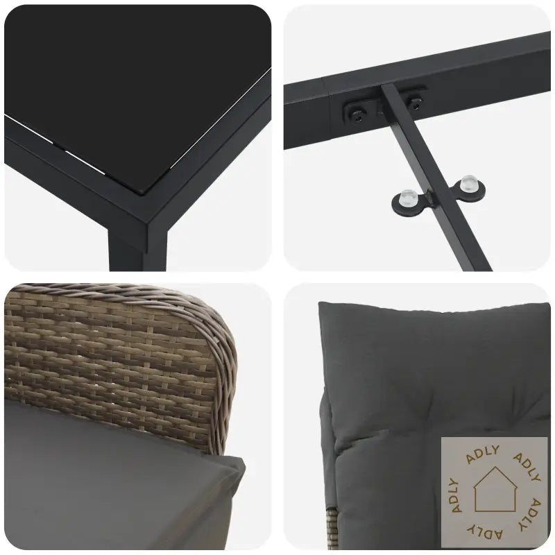 9 Delt Hage Spisesett Med Puter Beige Poly Rotting