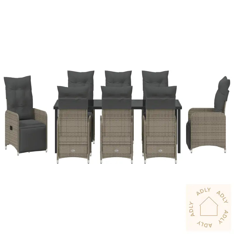 9 Delt Hage Spisesett Med Puter Beige Poly Rotting